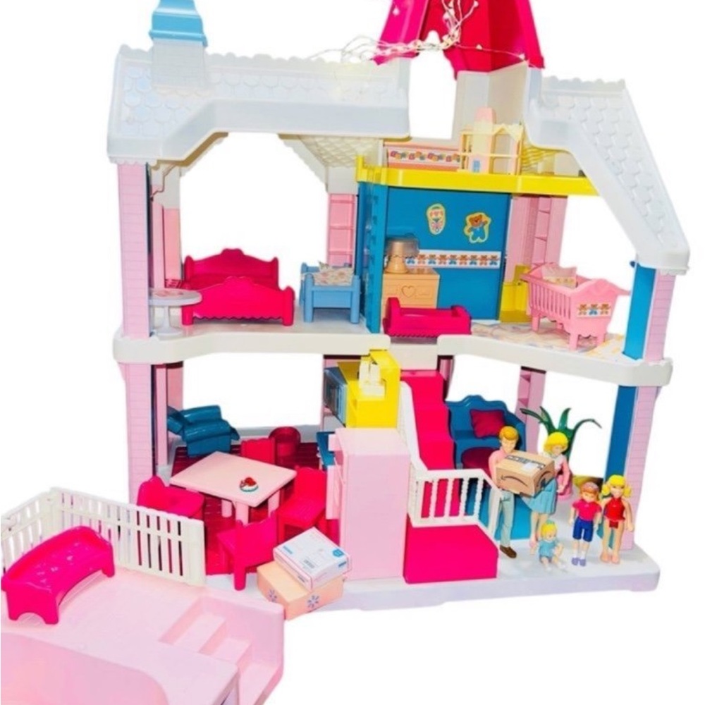 Playskool redone! Victorian new stickers paint EVERYTHING dollhouse! Coupula